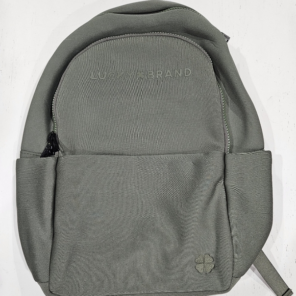 Lucky Brand Sage Green/ Army Neoprene Large Laptop Backpack Travel Bag NEW - Picture 1 of 7